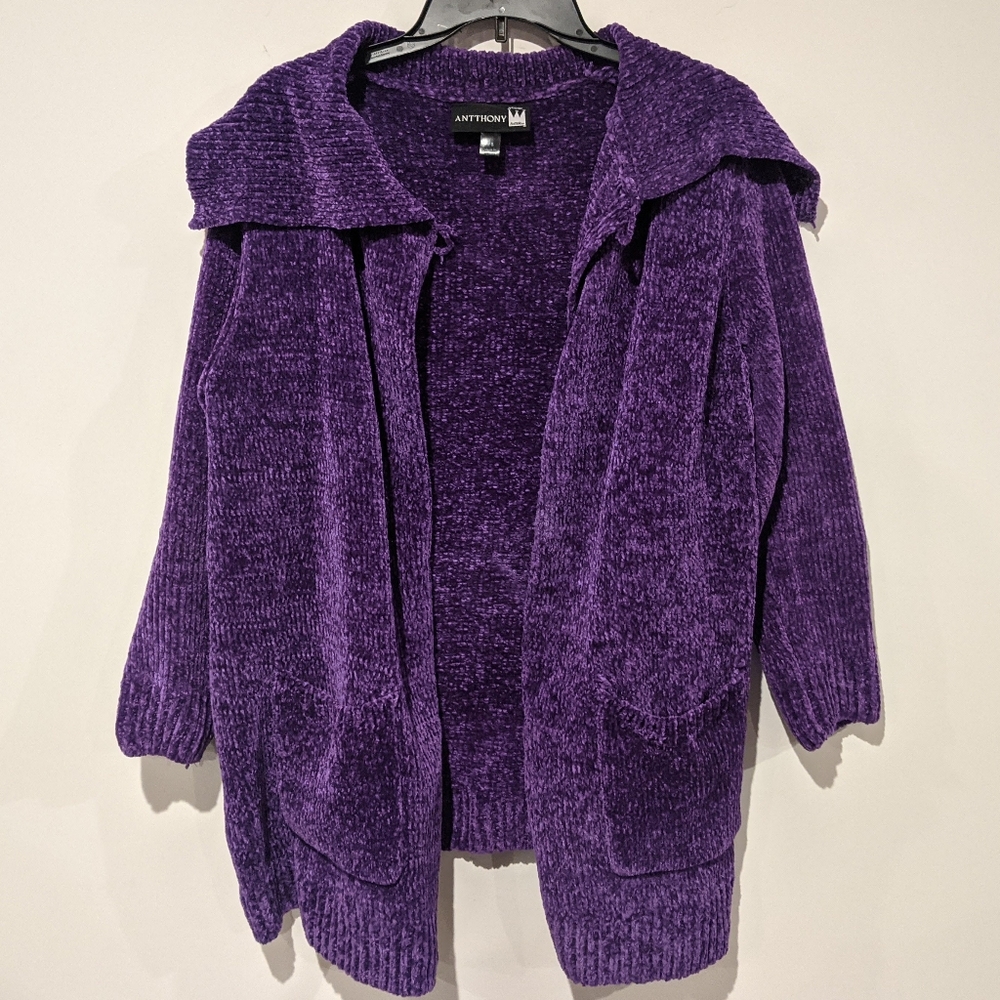 Soft royal purple antthony cowl cardi